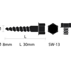 KARWEI houtdraadbout M8x30 mm 5 stuks
