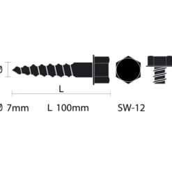KARWEI houtdraadbout M7x100 mm 3 stuks