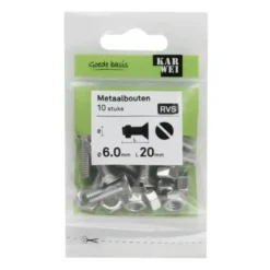 KARWEI metaalbout RVS 6x20 mm 10 stuks