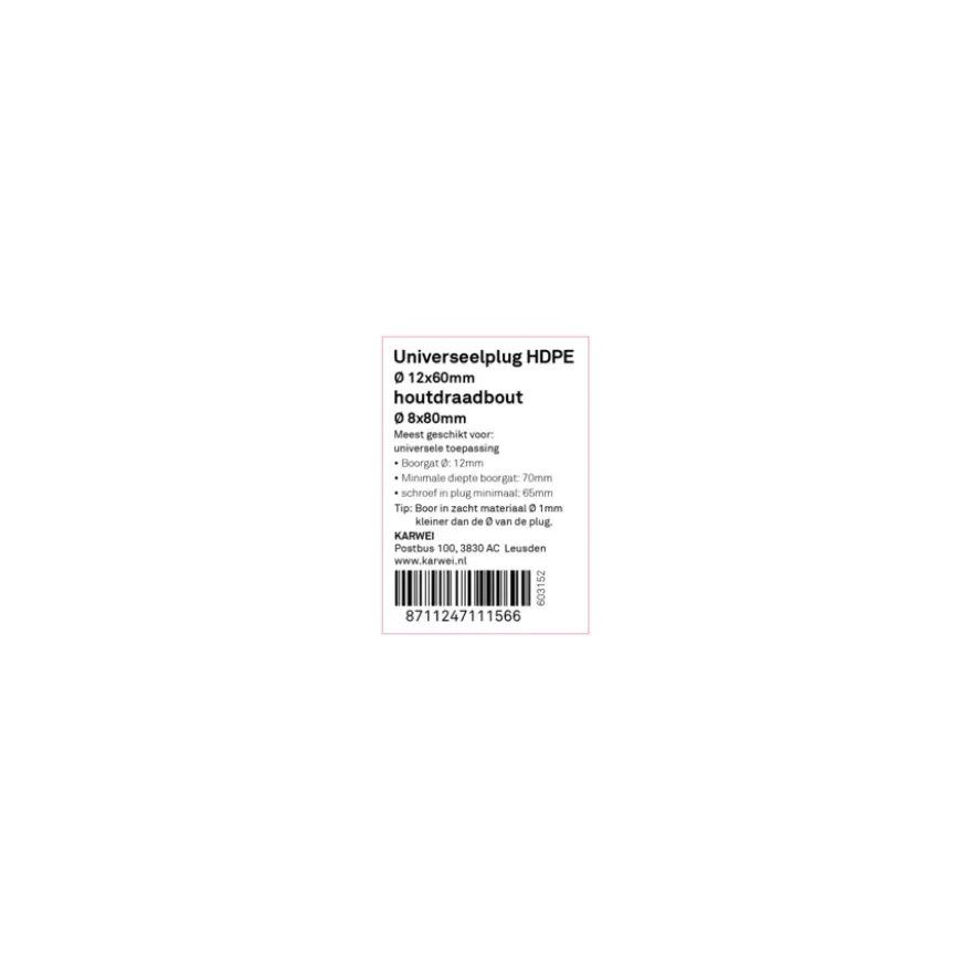KARWEI uni-plug 12x60mm + hdb 8x80mm 4ST