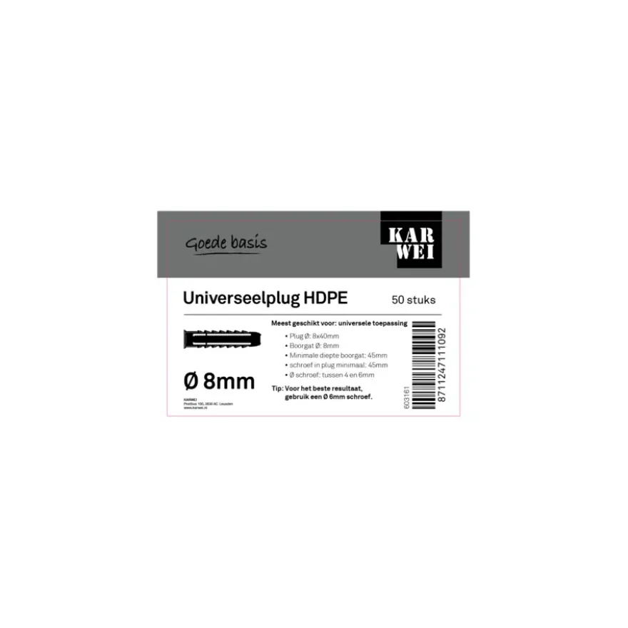 KARWEI uni-plug 8x40mm 50ST