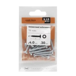 KARWEI unischroef cilinderkop verzinkt 4x30 mm (15 stuks)