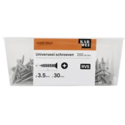KARWEI unischroef platkop rvs 3,5x30 mm (200 stuks)