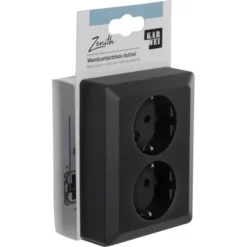 KARWEI Zenith Dubbel Geaard Stopcontact Mat Zwart Clearance