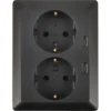 KARWEI Zenith Dubbel Stopcontact Geaard met Twee USB-C Poorten Mat Zwart New