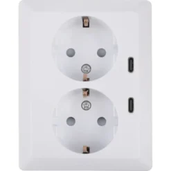 KARWEI Zenith Dubbel Stopcontact Geaard met Twee USB-C Poorten Wit Discount