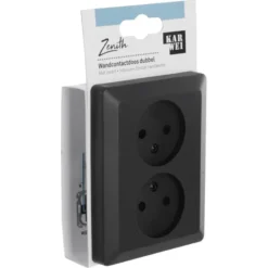 KARWEI Zenith Dubbel Stopcontact Mat Zwart Hot