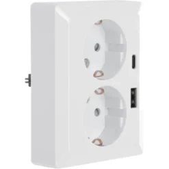 KARWEI Zenith Dubbel Stopcontact Geaard met USB A+C Wit
