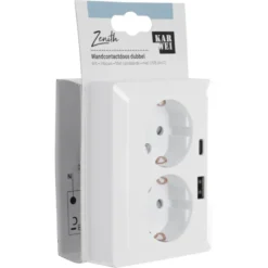 KARWEI Zenith Dubbel Stopcontact Geaard met USB A+C Wit