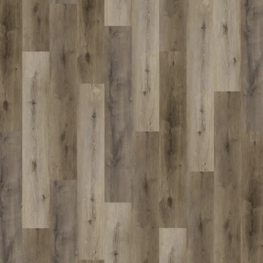 Kleurstaal click PVC Basic grijs/bruin eiken houtlook