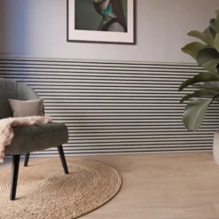 CanDo Kleurstaal lattenwand Decowall Acoustic grijs eiken 25x30 cm Sale
