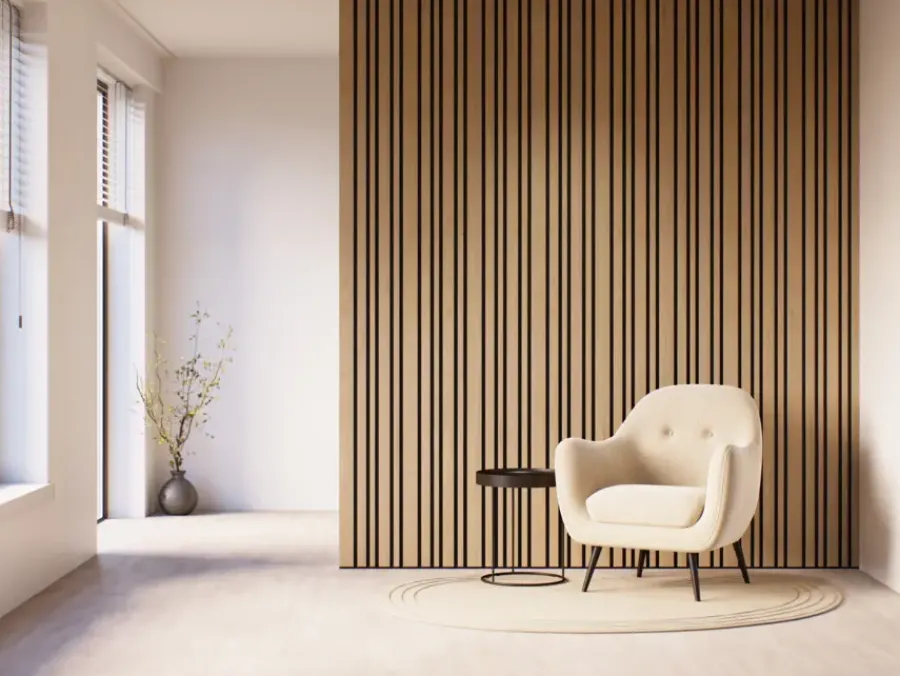 CanDo Kleurstaal lattenwand Decowall Acoustic Blend naturel eiken 25x30cm New