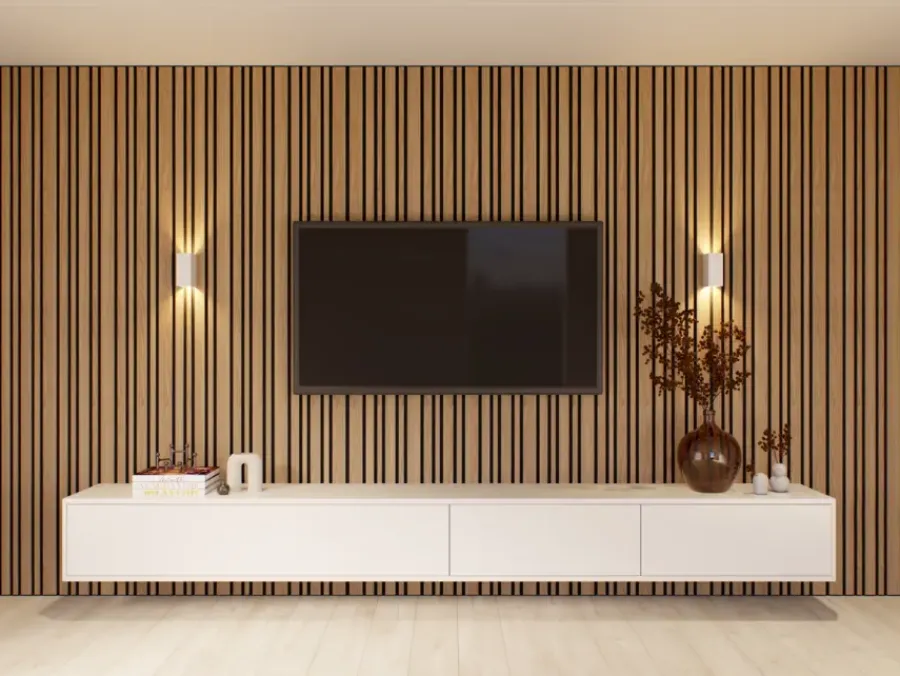 CanDo Kleurstaal lattenwand Decowall Acoustic Blend brons eiken 25x30cm Online