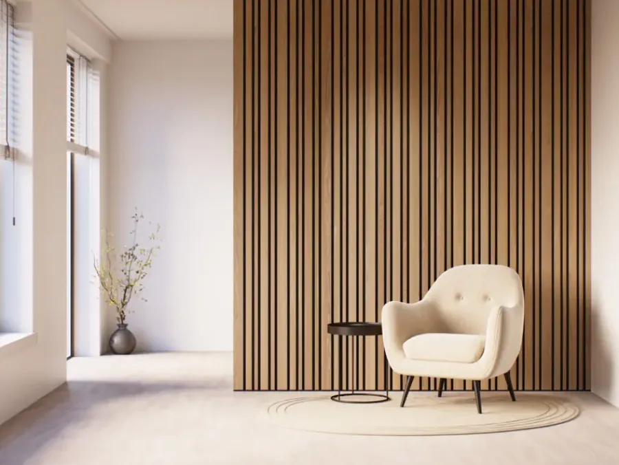 CanDo Kleurstaal lattenwand Decowall Acoustic Blend brons eiken 25x30cm Online