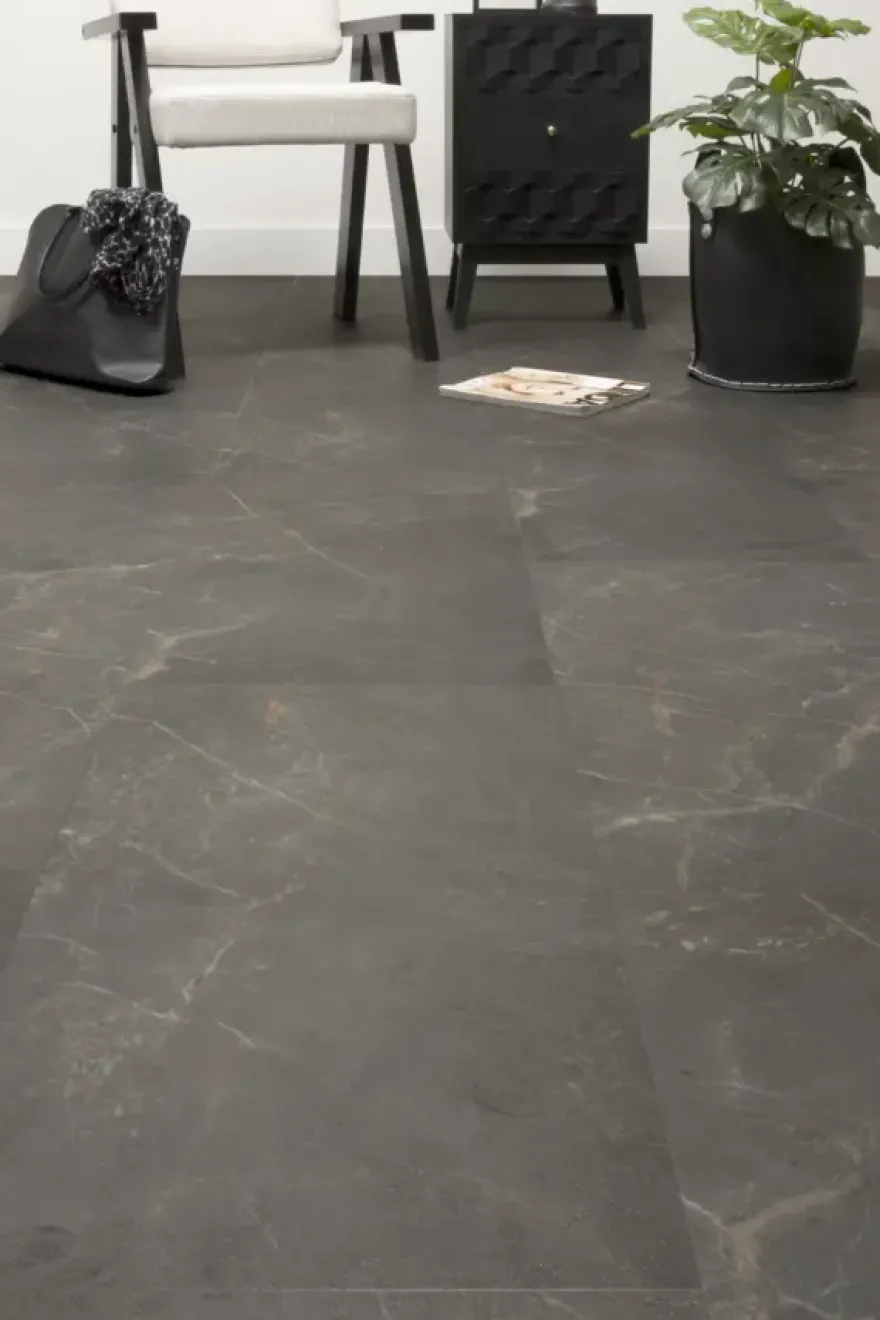 Kleurstaal Lundia click PVC Stoer Arne donkergrijs steenlook