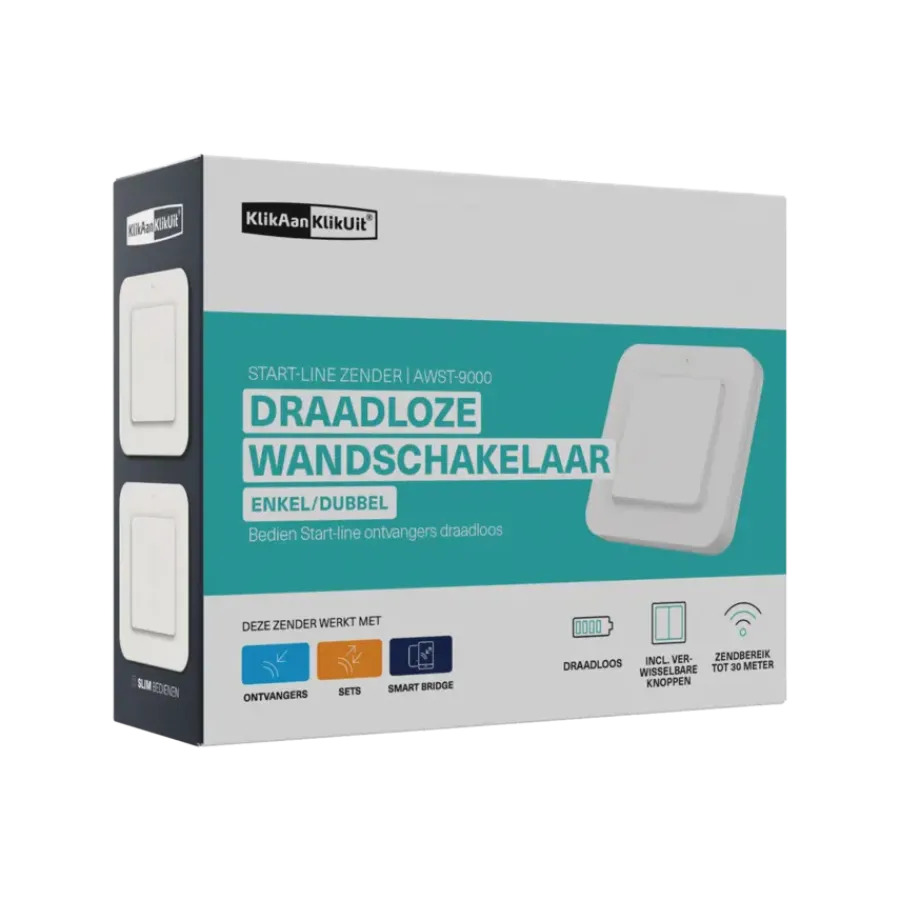 KlikAanKlikUit Draadloze enkelvoudige/dubbele wandschakelaar AWST-9000 Outlet
