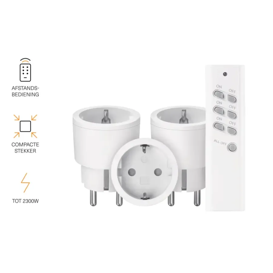 KlikAanKlikUit schakelset APC3-2300R afstandsbediening en 3x stekkerdoos schakelaars Outlet