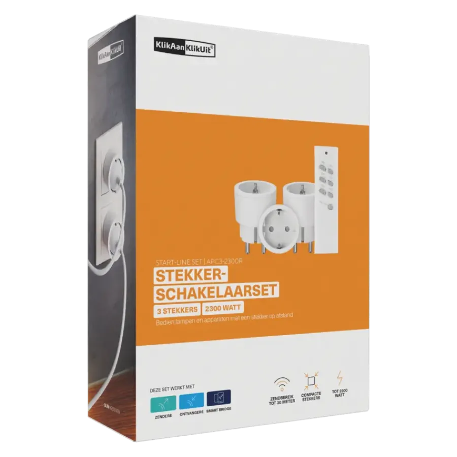 KlikAanKlikUit schakelset APC3-2300R afstandsbediening en 3x stekkerdoos schakelaars Outlet