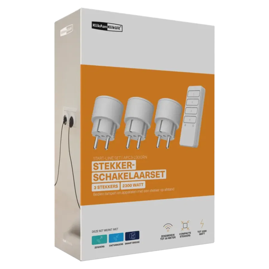 KlikAanKlikUit schakelset APC3-2300RN afstandsbediening en 3x stekkerdoos schakelaars New