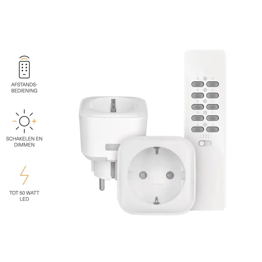 KlikAanKlikUit Stopcontactdimmer 2 stuks met Afstandsbediening ACC-250R Outlet