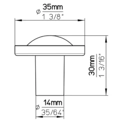 Knop Mette rvs look 35mm