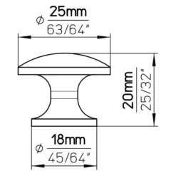 Knop Sophia rvs look 25mm
