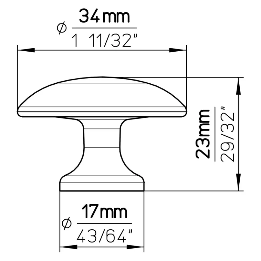 Knop Sophia rvs look 35mm
