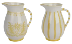 Kruik geel bloemen h21,8cm - per stuk