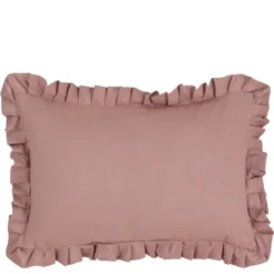 Kussen ruffled oud roze - l55xb35xh10cm