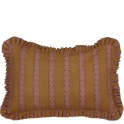Kussen streep ruffled hart bruin 55 x 53 cm
