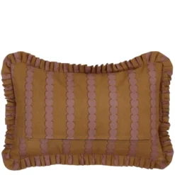 Kussen streep ruffled hart bruin 55 x 53 cm