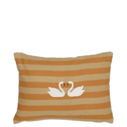 Kussen streep zwanen beige oranje 35 x 25 cm
