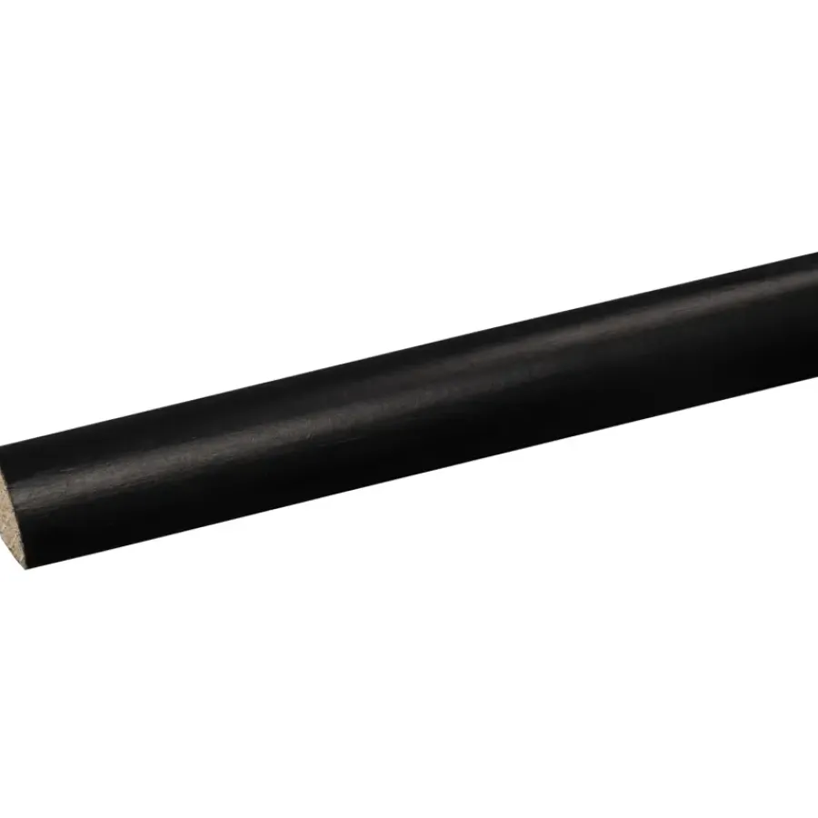 Geen Kwartrond grenen gelakt zwart 16x16mm 270cm Discount