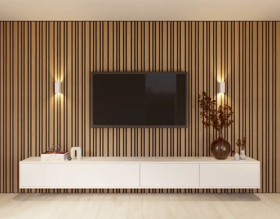 CanDo Lattenwand Decowall Acoustic Blend brons eiken, combinatie van verschillende breedtes, 260x30cm, 2 stuks (1.56m2) New