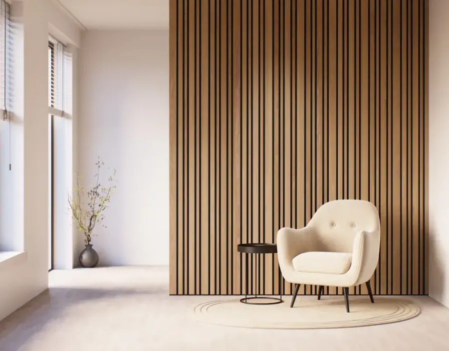 CanDo Lattenwand Decowall Acoustic Blend brons eiken, combinatie van verschillende breedtes, 260x30cm, 2 stuks (1.56m2) New