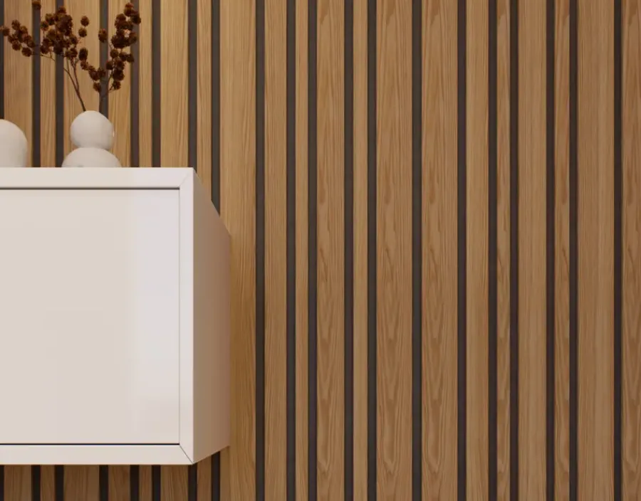 CanDo Lattenwand Decowall Acoustic Blend brons eiken, combinatie van verschillende breedtes, 260x30cm, 2 stuks (1.56m2) New