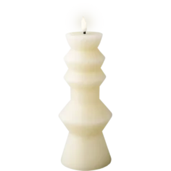 Lumineo wax kaars creme warm wit LED verlichting 23 cm