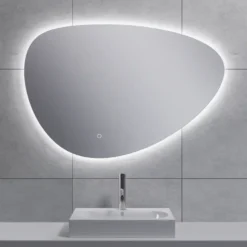 Marho Huevo organische badkamerspiegel met verlichting en verwarming dimbaar Ø 90 cm