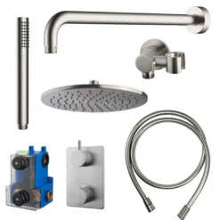 Marho Valdra regendouche set inbouw met thermostaatkraan 25 cm geborsteld staal