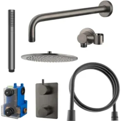 Marho Valdra regendouche set inbouw met thermostaatkraan 30 cm gun metal