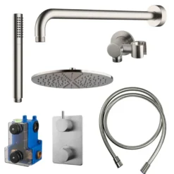 Marho Valdra regendouche set inbouw met thermostaatkraan 30 cm geborsteld staal