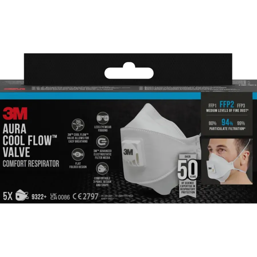 3M Aura stofmasker 9322 FFP2 met ventiel Discount