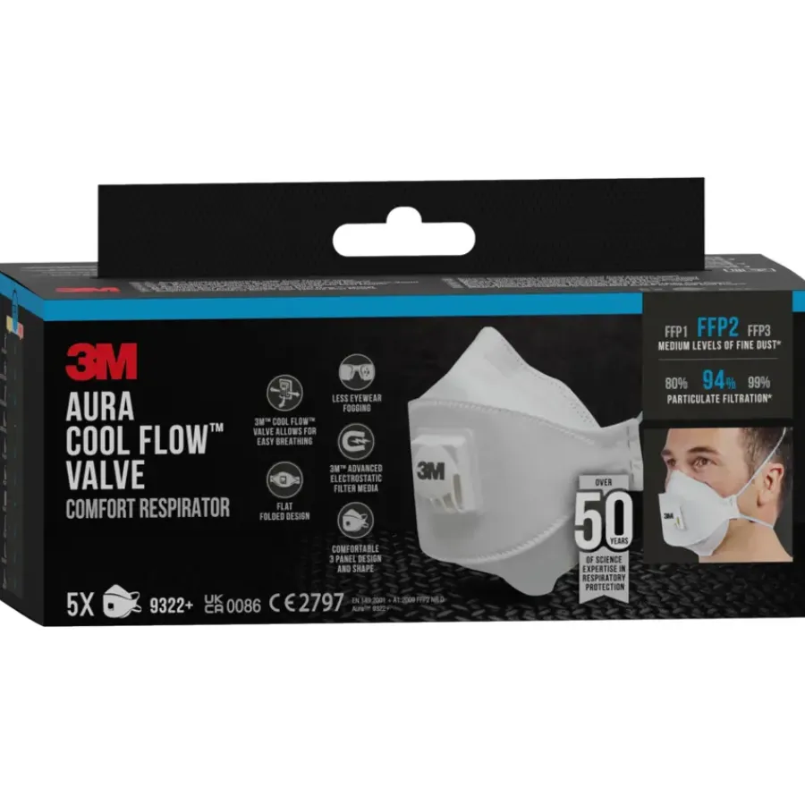 3M Aura stofmasker 9322 FFP2 met ventiel Discount