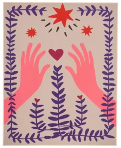 muurdecoratie hand roze FSC Mix - l40xb50xh3cm