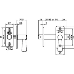 Nemef 2600 serie insteekgrendel buitendeur aluminium Doorn 50mm Hot