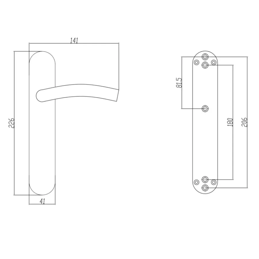 Novidade deurkrukset Hera ovaal blind schild RVS New