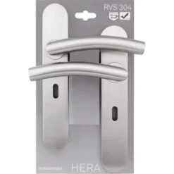Novidade deurkrukset Hera ovaal schild met sleutelgat 56 mm RVS Hot