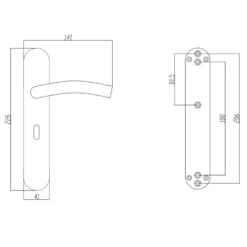 Novidade deurkrukset Hera ovaal schild met sleutelgat 56 mm RVS Hot