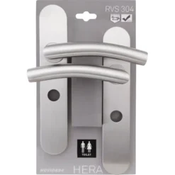 Novidade deurkrukset Hera ovaal schild met vrij-bezet sluiting 63/8 mm RVS Sale