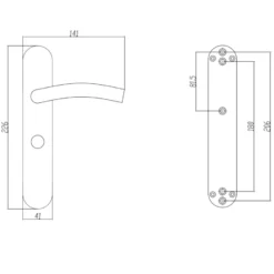 Novidade deurkrukset Hera ovaal schild met vrij-bezet sluiting 63/8 mm RVS Sale